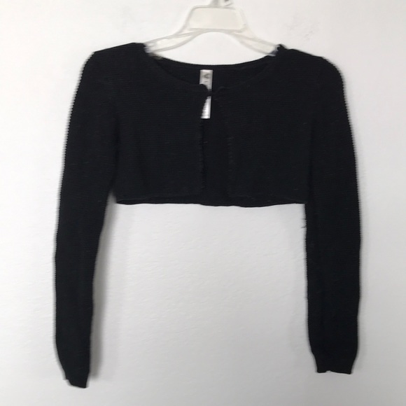 CHEROKEE GIRLS SPARKLY BLACK CROP TOP SWEATER SIZE M (7/8) - Picture 1 of 5